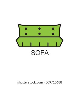 Sofa line icon. High quality pictogram of sofa for home's interior. Outline vector symbol for design website or mobile app. Thin line sign of mirror for logo, visit card, etc.