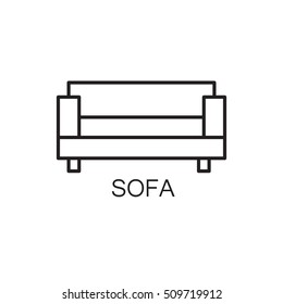 Sofa line icon. High quality outline vector pictogram on the topic of Sofa . Black line elements for web design or mobile app, logo, company's visit card, etc. Vector button EPS 10.