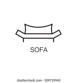 Sofa line icon. High quality outline vector pictogram on the topic of Sofa . Black line elements for web design or mobile app, logo, company's visit card, etc. Vector button EPS 10.