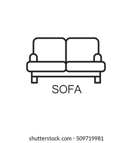Sofa line icon. High quality outline vector pictogram on the topic of Sofa . Black line elements for web design or mobile app, logo, company's visit card, etc. Vector button EPS 10.
