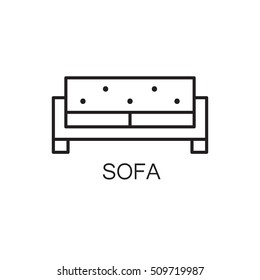 Sofa line icon. High quality outline vector pictogram on the topic of Sofa . Black line elements for web design or mobile app, logo, company's visit card, etc. Vector button EPS 10.
