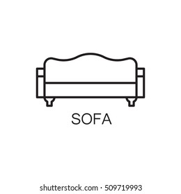 Sofa line icon. High quality outline vector pictogram on the topic of Sofa . Black line elements for web design or mobile app, logo, company's visit card, etc. Vector button EPS 10.