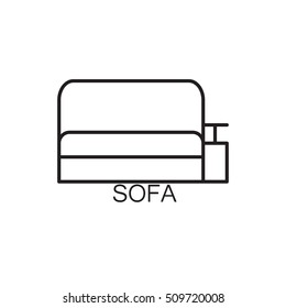 Sofa line icon. High quality outline vector pictogram on the topic of Sofa . Black line elements for web design or mobile app, logo, company's visit card, etc. Vector button EPS 10.