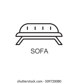 Sofa line icon. High quality outline vector pictogram on the topic of Sofa . Black line elements for web design or mobile app, logo, company's visit card, etc. Vector button EPS 10.