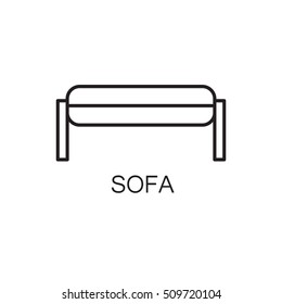 Sofa line icon. High quality outline vector pictogram on the topic of Sofa . Black line elements for web design or mobile app, logo, company's visit card, etc. Vector button EPS 10.