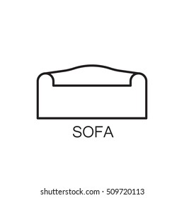Sofa line icon. High quality outline vector pictogram on the topic of Sofa . Black line elements for web design or mobile app, logo, company's visit card, etc. Vector button EPS 10.