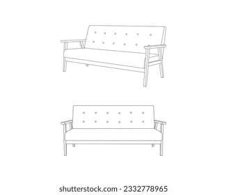 Sofa line icon. Modern outline sofa. Furniture for living room. Vector illustration. Home furniture black linear design.Vector linear editable illustration. isolated on white background. EPS 10 .