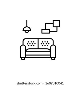 Sofa line icon vector illustration. interior symbol. isolated on white background.
