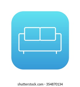 Sofa line icon for web, mobile and infographics. Vector white icon on the blue gradient square with rounded corners isolated on white background.