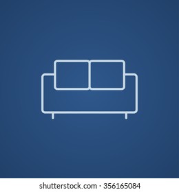 Sofa line icon for web, mobile and infographics. Vector light blue icon isolated on blue background.