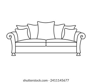 Sofa line Icons. Furniture design. Collection of sofa illustration. Modern furniture set isolated on white background.