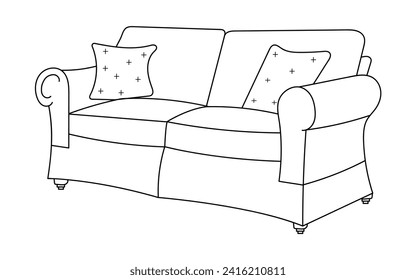 Sofa line Icons. Furniture design. Collection of sofa illustration. Modern furniture set isolated on white background.