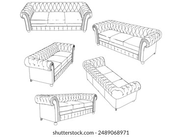 Sofa line Icons. Furniture design. Collection of sofa illustration. Modern furniture set isolated on white background.