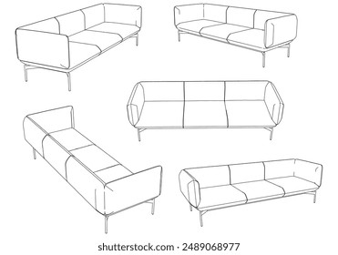 Sofa line Icons. Furniture design. Collection of sofa illustration. Modern furniture set isolated on white background.