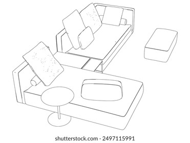 Sofa line Icons. Furniture design. Collection of sofa illustration. Modern furniture set isolated on white background.