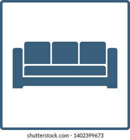 Sofa line vector icon in a square frame isolated on a white background
