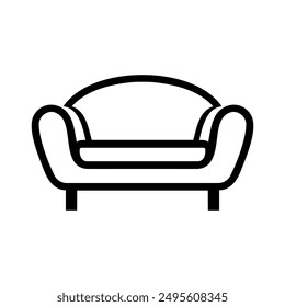 Icono lineal de sofá. Diseño de muebles. Ilustración de sofá. Icono de la línea del sofá, signo de Vector de contorno, pictograma de estilo lineal aislado sobre fondo blanco. Símbolo de los muebles, ilustración del logotipo. Símbolo.