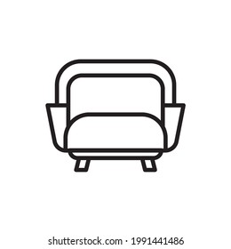 Sofá, señal de estilo lineal para concepto móvil y diseño web. Símbolo, ilustración del logotipo. vector de icono del sofá de la colección de muebles. Ilustración vectorial de icono de contorno de sofá de línea delgada.