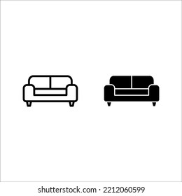 Sofá, señal de estilo lineal para concepto móvil y diseño web. Símbolo, ilustración del logotipo. Gráficos vectoriales perfectos para píxeles