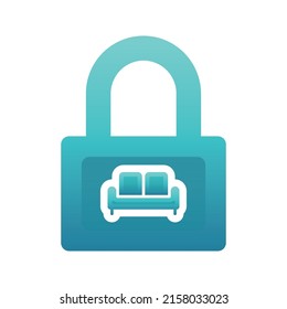 sofa lock logo gradient design template icon