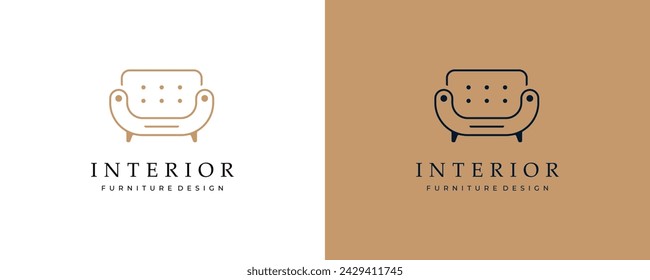 diseño del icono del logotipo del sofá con estilo de línea