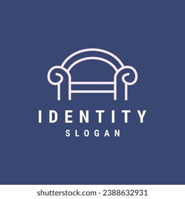 Sofa logo vector line icon.