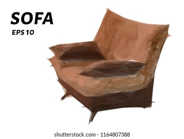 Sofa made of triangles. Sofa low poly. Vector illustration