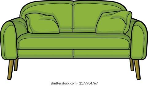 sofa modern furniture, flat illustration