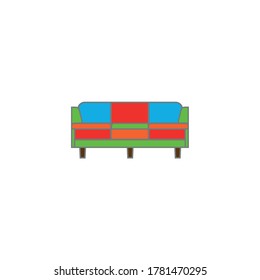 Sofa multicolored thin line icon