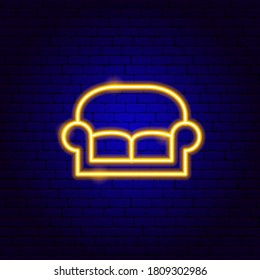 Sofa Neon Sign. Vector Illustration of Furniture Promotion.