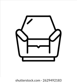Sofa object icon design black and white with bold outline 
