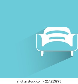 sofa on blue background