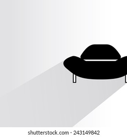 sofa on white background, flat and shadow theme