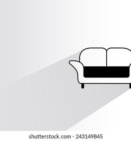 sofa on white background, flat and shadow theme