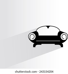 sofa on white background, flat and shadow