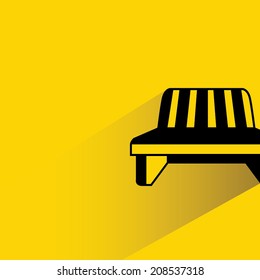 sofa on yellow background, flat and shadow design