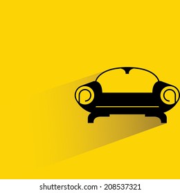 sofa on yellow background, flat and shadow design