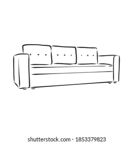 Sofa outline icon. Couch silhouette. Furniture for living room. Vector illustration. sofa vector sketch illustration