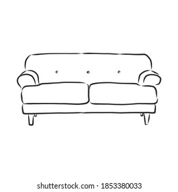 Sofa Outline Icon. Couch Silhouette. Furniture For Living Room. Vector Illustration. Sofa Vector Sketch Illustration