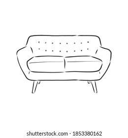 Sofa outline icon. Couch silhouette. Furniture for living room. Vector illustration. sofa vector sketch illustration