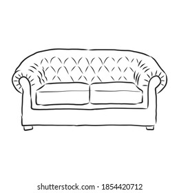 Sofa outline icon. Couch silhouette. Furniture for living room. Vector illustration. sofa vector sketch illustration