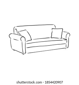 Icono de esquema de software. Silueta de sofá. Mobiliario para sala de estar. Ilustración vectorial. ilustración de dibujo vectorial de sofá