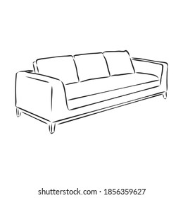 Icono de esquema de software. Silueta de sofá. Mobiliario para sala de estar. Ilustración vectorial. ilustración de dibujo vectorial de sofá
