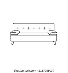 Sofa Outline Icon Illustration on Isolated White Background