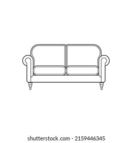 Sofa Outline Icon Illustration on Isolated White Background