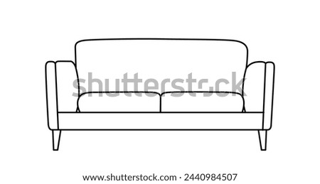 Sofa outline icon. Line art illustration of couch. Modern lounge, furniture in scandinavian style for home interior. Linear vector illustration isolated on white background.