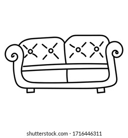 Sofa outline icon on white isolated background for posters, stickers, clip-arts