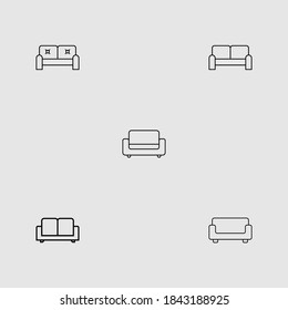 sofa outline icon set isolated vector illustration