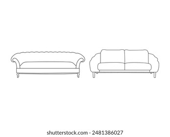 Sofa Outline icon vector. Sofa Outline isolated white background. Vector Illustration