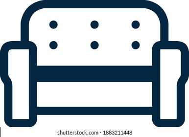 Sofa outline or line icon isolated on white background. Home comfort symbol. Pixel perfect. Pixel perfect.